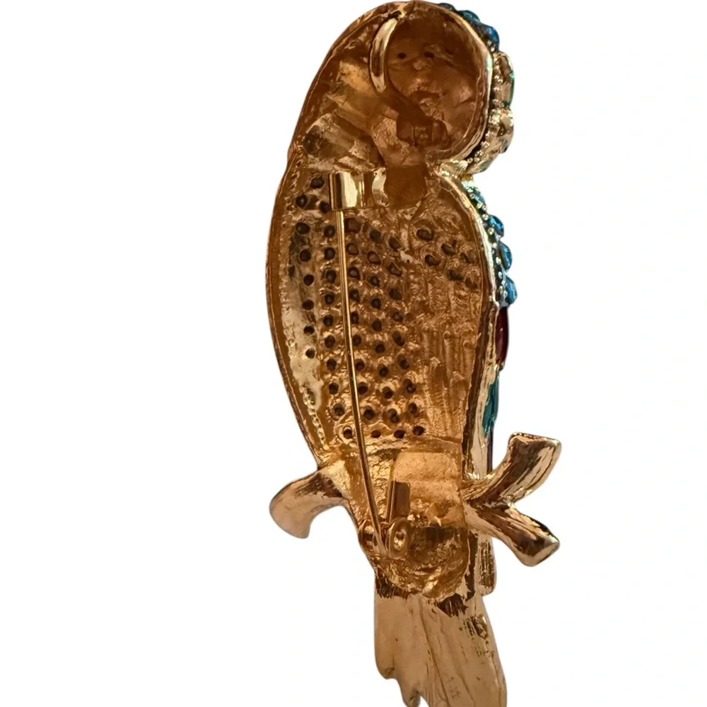 Enamel and Crystal gold tone Owl Brooch/ pendant - Picture 4 of 4